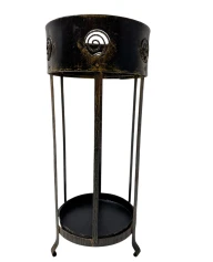 Vienna Secession Patinated Metal Umbrella Stand, 1900s